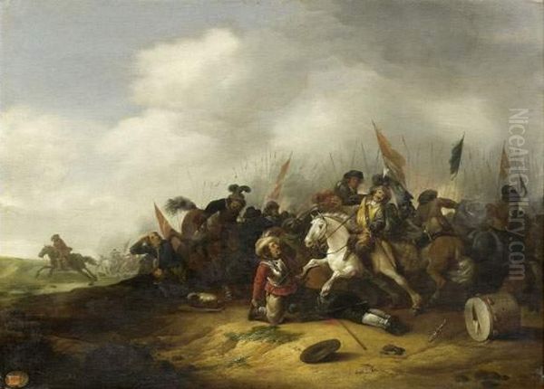 Scene De Bataille Oil Painting by Pieter Wouwermans or Wouwerman