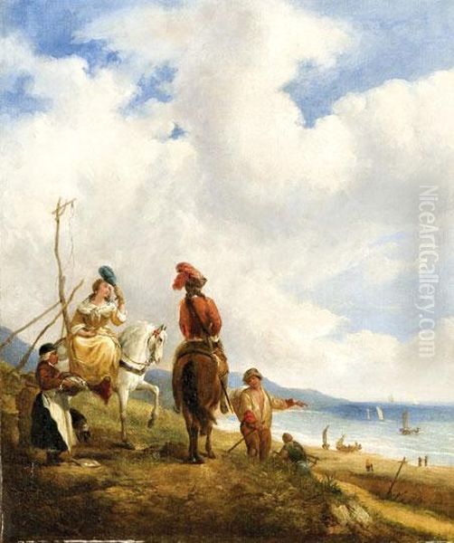 Tengerparti Talalka Oil Painting by Pieter Wouwermans or Wouwerman