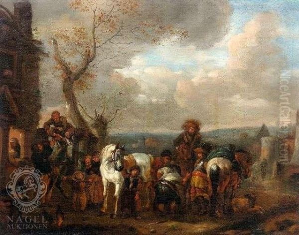 At Theblacksmith's Oil Painting by Pieter Wouwermans or Wouwerman