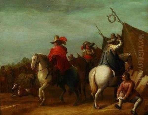 Im Reiterlager Oil Painting by Pieter Wouwermans or Wouwerman