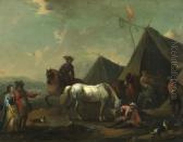 Rastende Reiter. Oil Painting by Pieter Wouwermans or Wouwerman