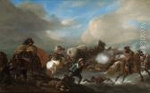 Combattimento Di Cavalleria Oil Painting by Pieter Wouwermans or Wouwerman