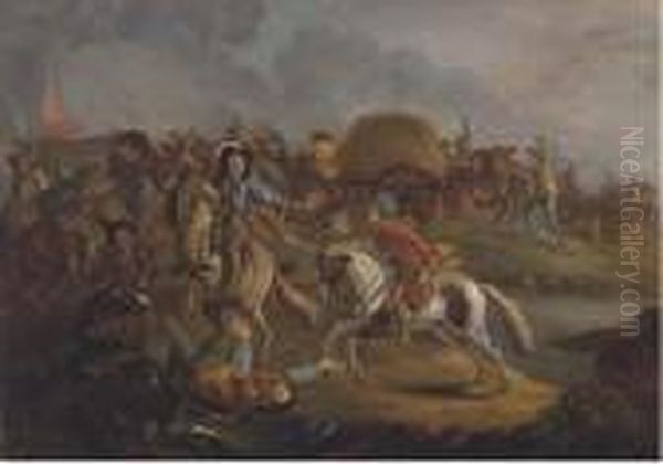 The Skirmish Oil Painting by Pieter Wouwermans or Wouwerman