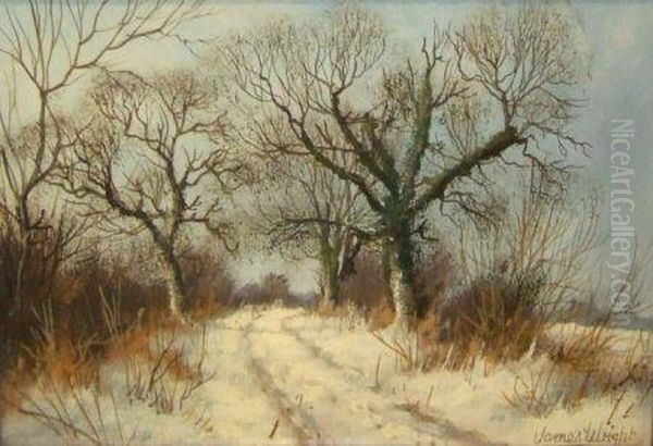 Snow On The Bridle Path Oil Painting by James Wright