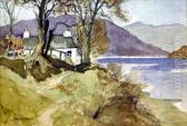 Cottage By A Loch Oil Painting by James Wright