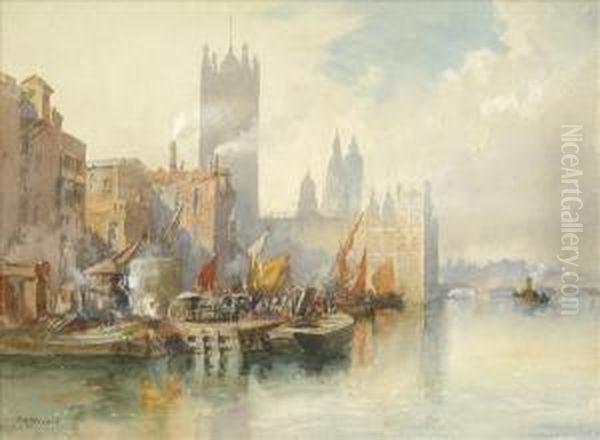 The Houses Of Parliament Oil Painting by Richard Henry Wright