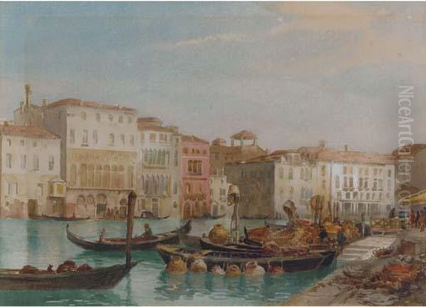 Shipping On The Lagoon, Venice Oil Painting by Richard Henry Wright