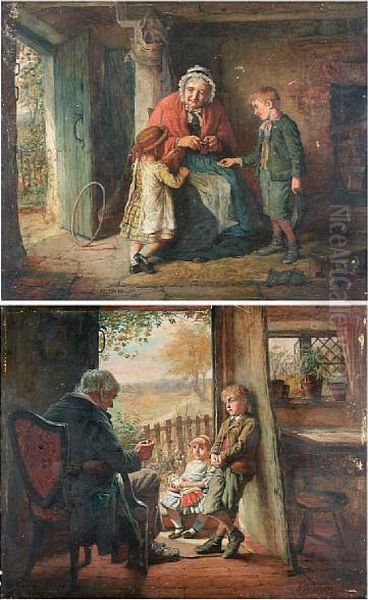 Grandfather's Tale; And Pocket Money Oil Painting by Robert W. Wright