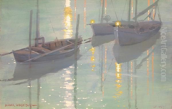 Moored Boats Oil Painting by Isabel Wrightson