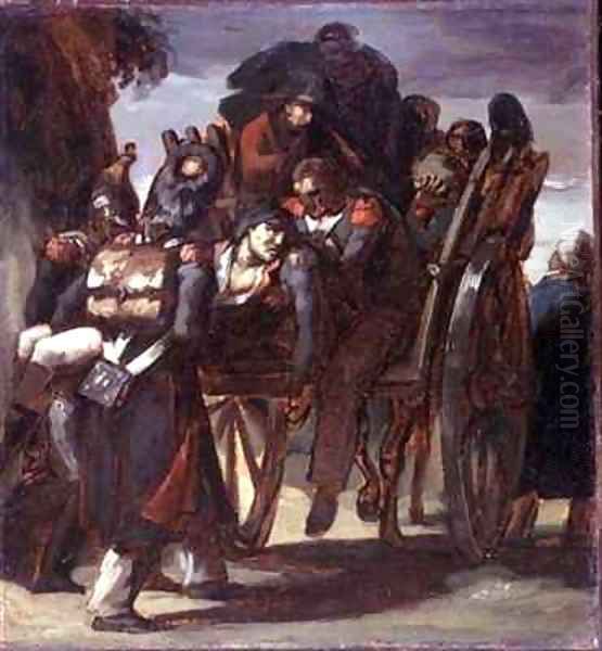 Wounded Soldiers in a cart Oil Painting by Theodore Gericault