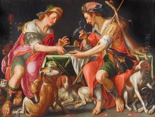 Jacob And Esau Oil Painting by Joachim Wtewael (Uytewael)