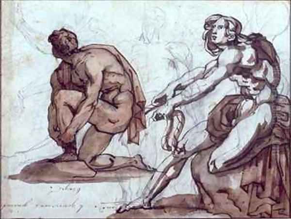 Two nude figures Oil Painting by Theodore Gericault