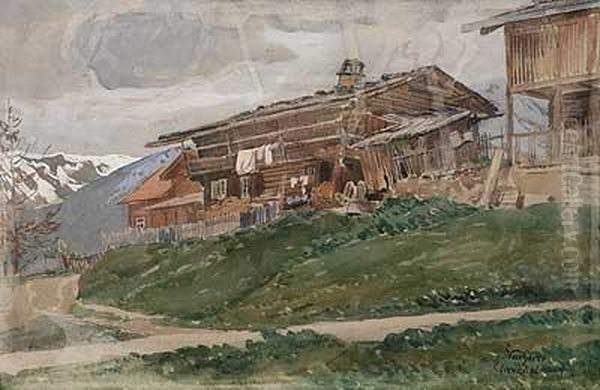 Bauernhof Oil Painting by Fritz Wucherer