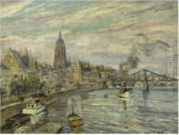 View Of Frankfurt Oil Painting by Fritz Wucherer