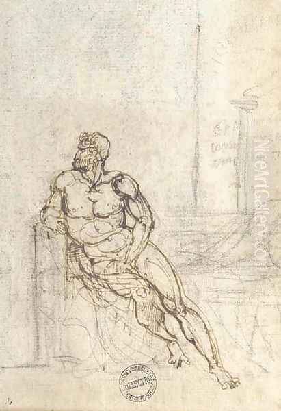 A nude turned to the left, seated on a bench Oil Painting by Theodore Gericault