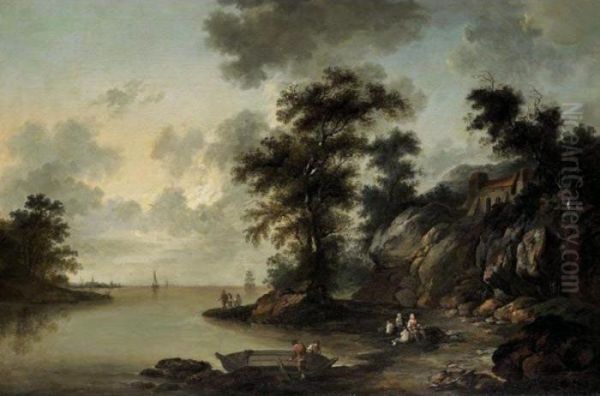 Landscape With A Lake Oil Painting by Heinrich Wust