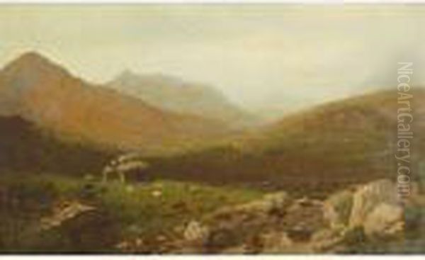 Landscape With Mountains Oil Painting by Alexander Helwig Wyant