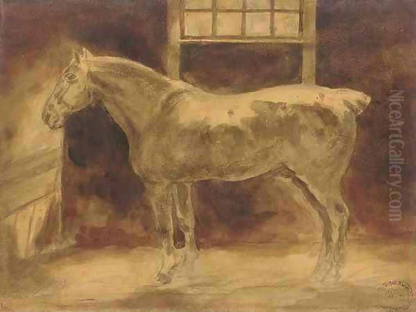 A horse in a stable Oil Painting by Theodore Gericault