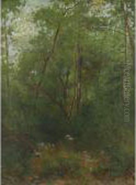 Woodland Interior Oil Painting by Alexander Helwig Wyant