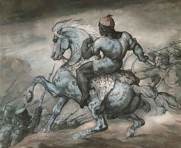 Episode de la Guerre Coloniale Noir sur un cheval cabre Oil Painting by Theodore Gericault