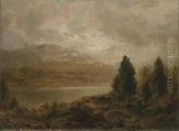 Misty Lake Oil Painting by Alexander Helwig Wyant