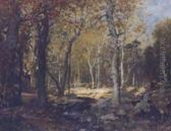 Sunlit Clearing Oil Painting by Alexander Helwig Wyant