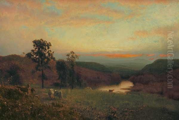 Evening Landscape Oil Painting by Alexander Helwig Wyant