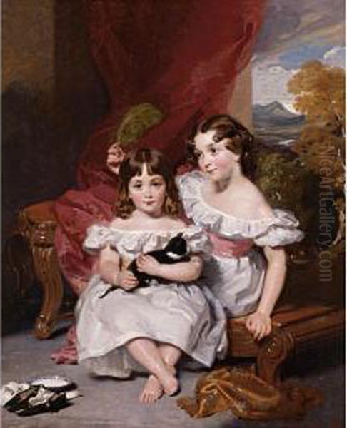 Portrait Of The Fraser Sisters Oil Painting by Henry Wyatt