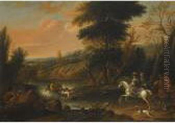 The Stag Hunt Oil Painting by Jan Wyck