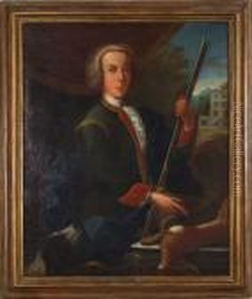 Portrait Of Gentleman Holding Gun Oil Painting by Jan Wyck