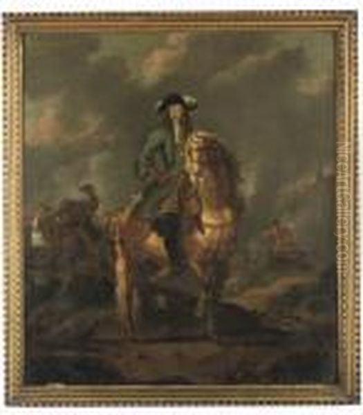 Portrait Of William Iii 
(1650-1702), Full-length, On Horseback, At The Battle Of The Boyne Oil Painting by Jan Wyck