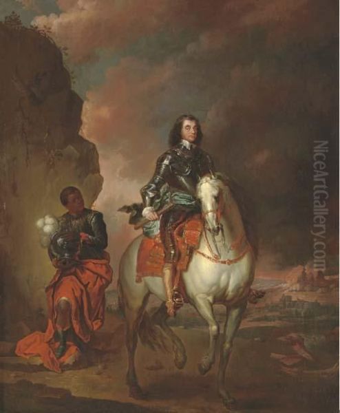 Equestrian Portrait Of Oliver Cromwell Oil Painting by Jan Wyck