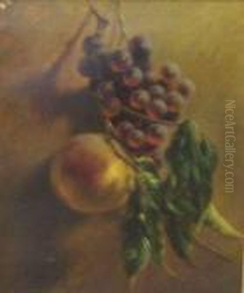 Still Life With Grapes And An Apple Oil Painting by Arnoud Wydeveld