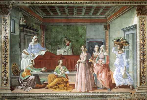 12, Birth of St John the Baptist Oil Painting by Domenico Ghirlandaio