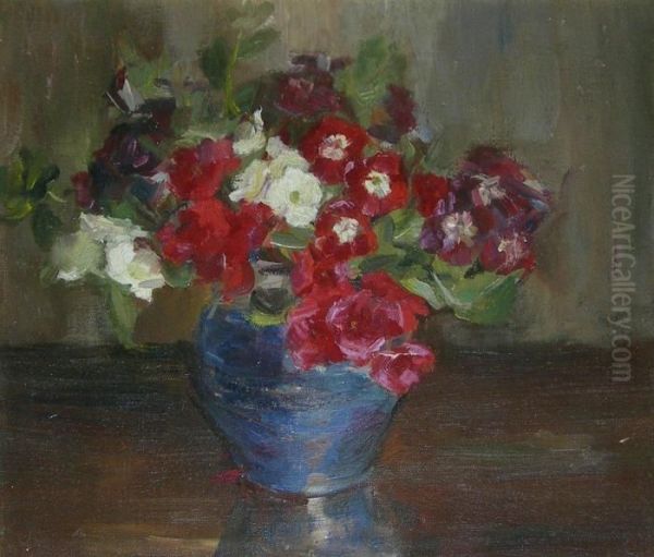 A Posy In A Blue Vase Oil Painting by Kate Wylie