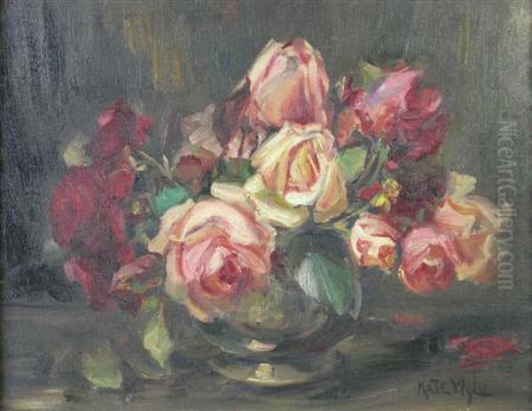 Still Life Of Roses Oil Painting by Kate Wylie