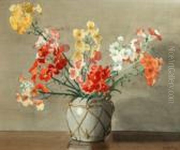 Flowers In A Ginger Jar Oil Painting by Kate Wylie