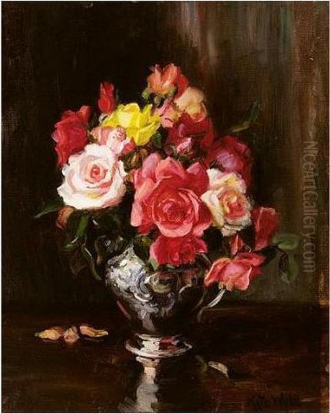 Vase Of Flowers Oil Painting by Kate Wylie