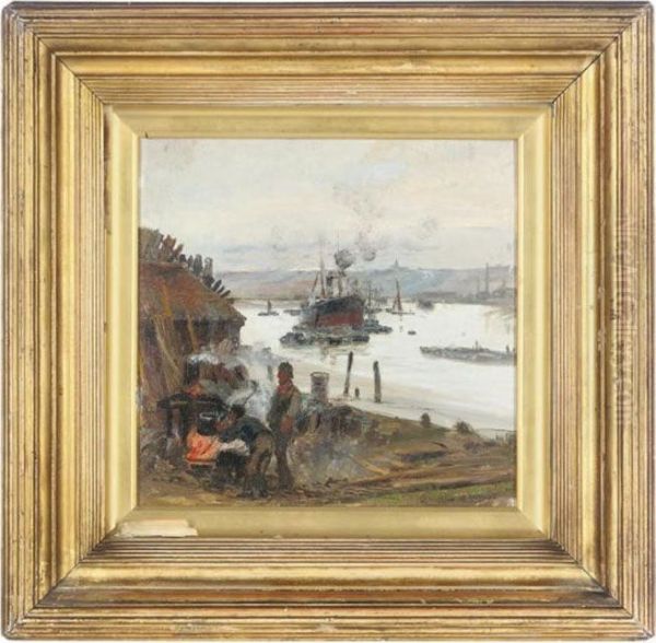 Cooking In The Dockyard Oil Painting by Charles William Wyllie