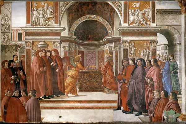 Angel Appearing To Zacharias Oil Painting by Domenico Ghirlandaio