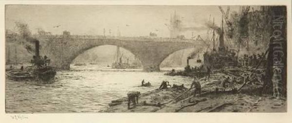 London Bridge With Tower Bridge Beyond Oil Painting by Charles William Wyllie