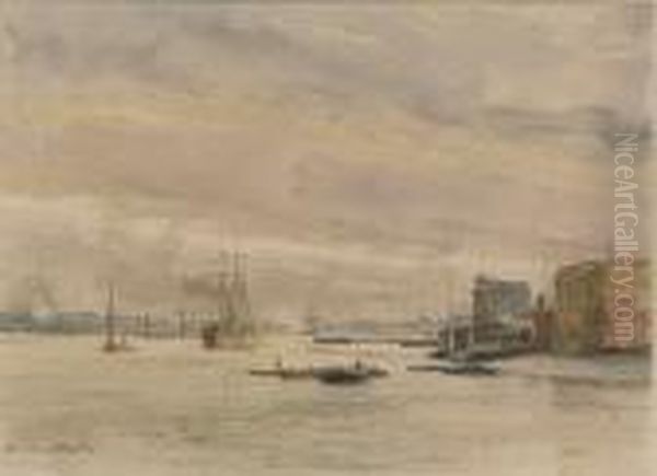 The Lower Thames Oil Painting by Charles William Wyllie