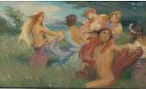 Gypsies Dancing Oil Painting by Charles William Wyllie