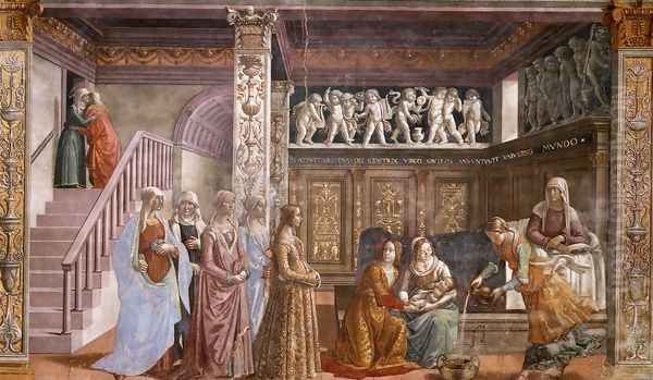 Birth Of Mary Oil Painting by Domenico Ghirlandaio