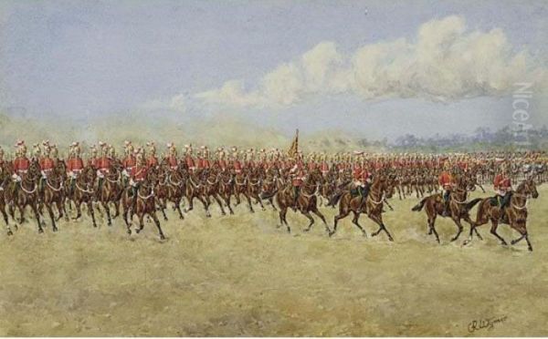 Parade Of The 5th Dragoon Guards Oil Painting by Reginald Augustus Wymer