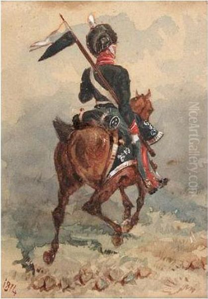 Military Scenes, Cavalry, Infantry And Artillery Oil Painting by Reginald Augustus Wymer