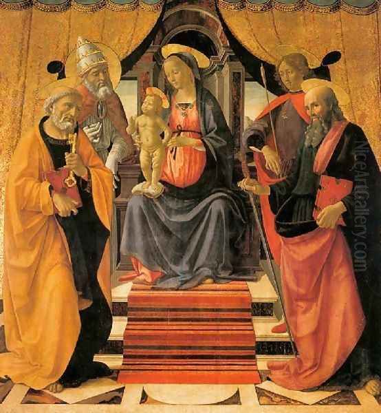 Madonna and Child Enthroned with Saints c. 1479 Oil Painting by Domenico Ghirlandaio