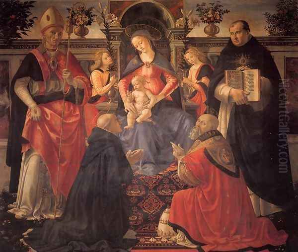 Madonna and Child Enthroned between Angels and Saints c. 1486 Oil Painting by Domenico Ghirlandaio