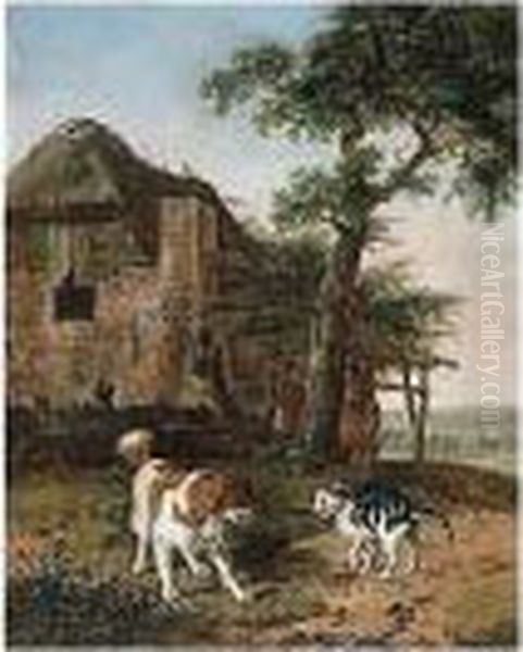 A Landscape With A Cat And A Dog Oil Painting by Dirck Wyntrack