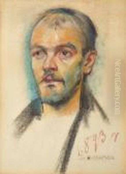 Portrait Of A Man Oil Painting by Stanislaw Wyspianski